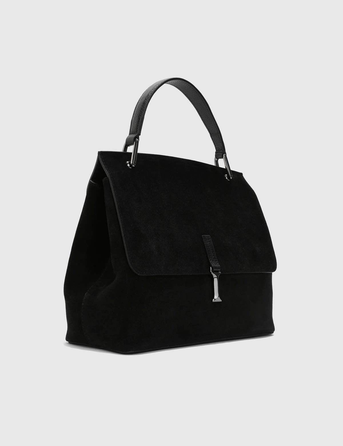 Aires Black Suede Leather Women's Handbag