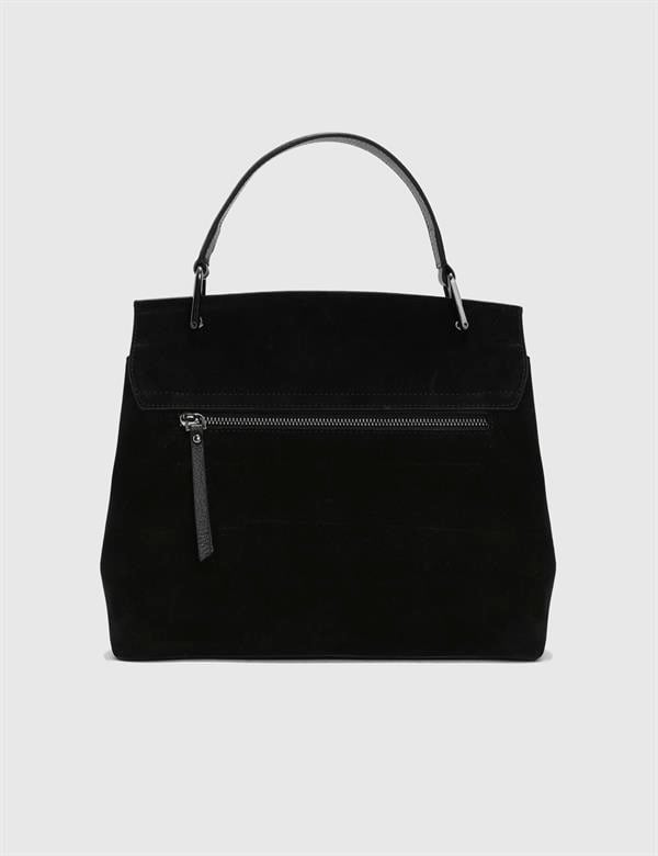 Aires Black Suede Leather Women's Handbag