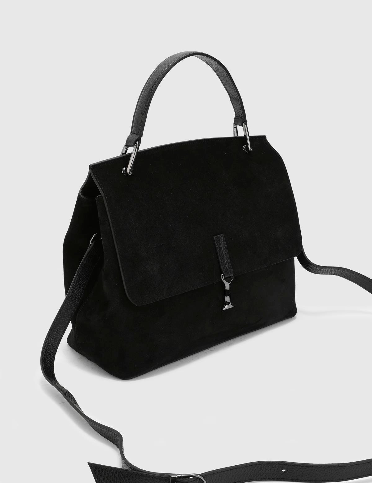 Aires Damenhandtasche aus schwarzem Wildleder