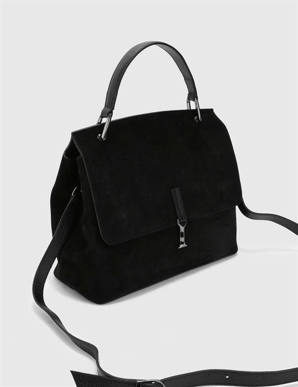 Aires Black Suede Leather Women's Handbag
