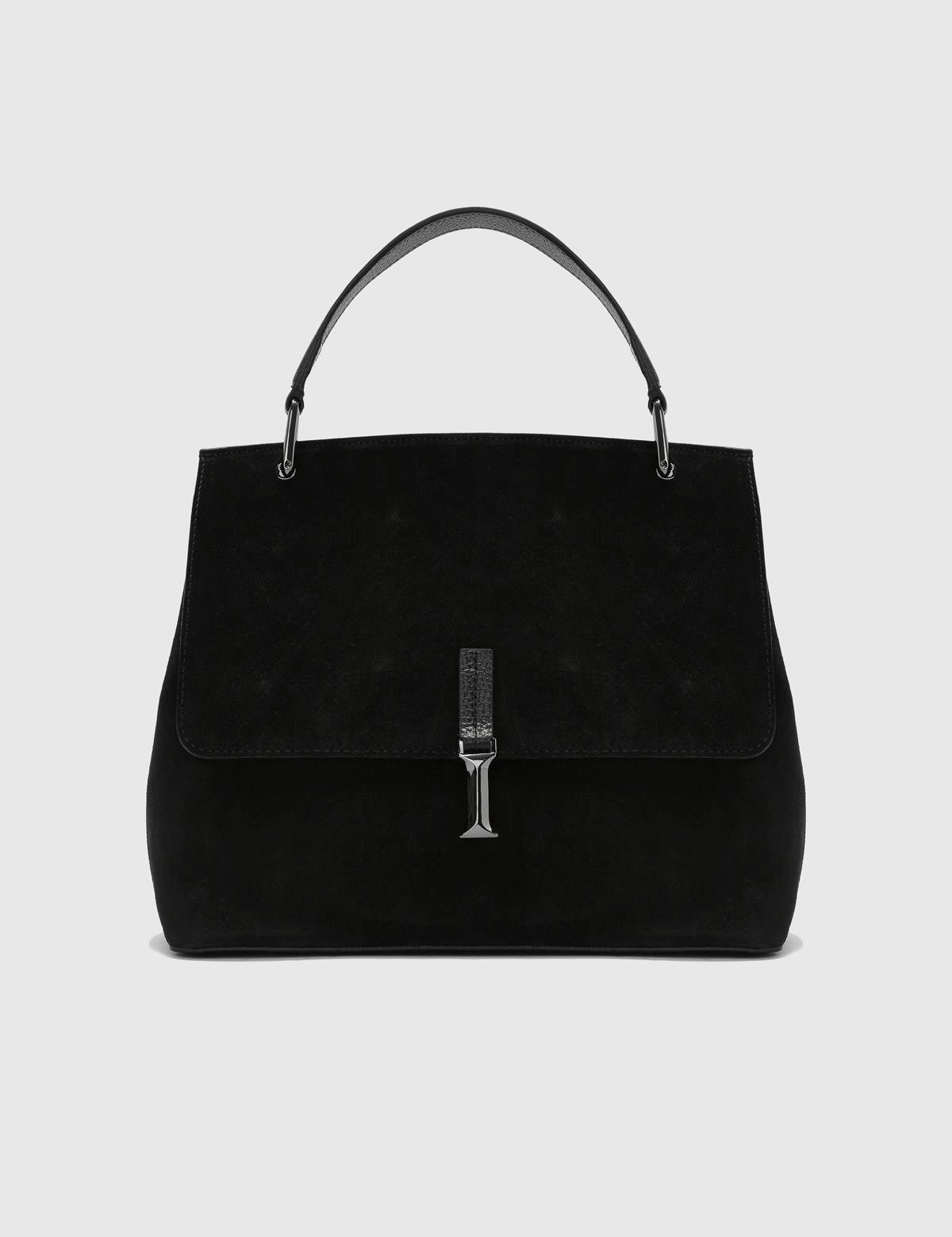 Aires Black Suede Leather Women's Handbag