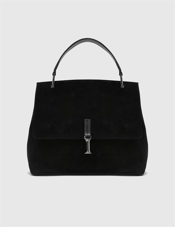 Aires Black Suede Leather Women's Handbag