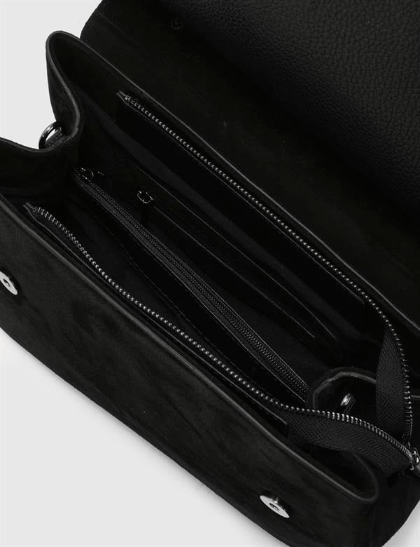 Aires Black Suede Leather Women's Handbag