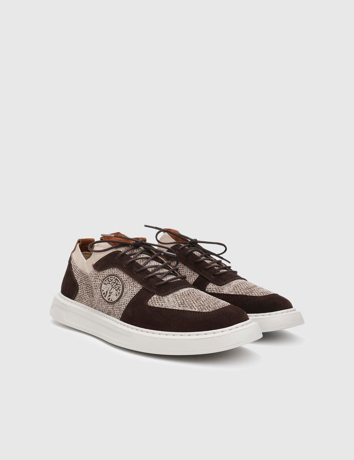 Albury Brown Suede Leather Tricot Men's Sneaker