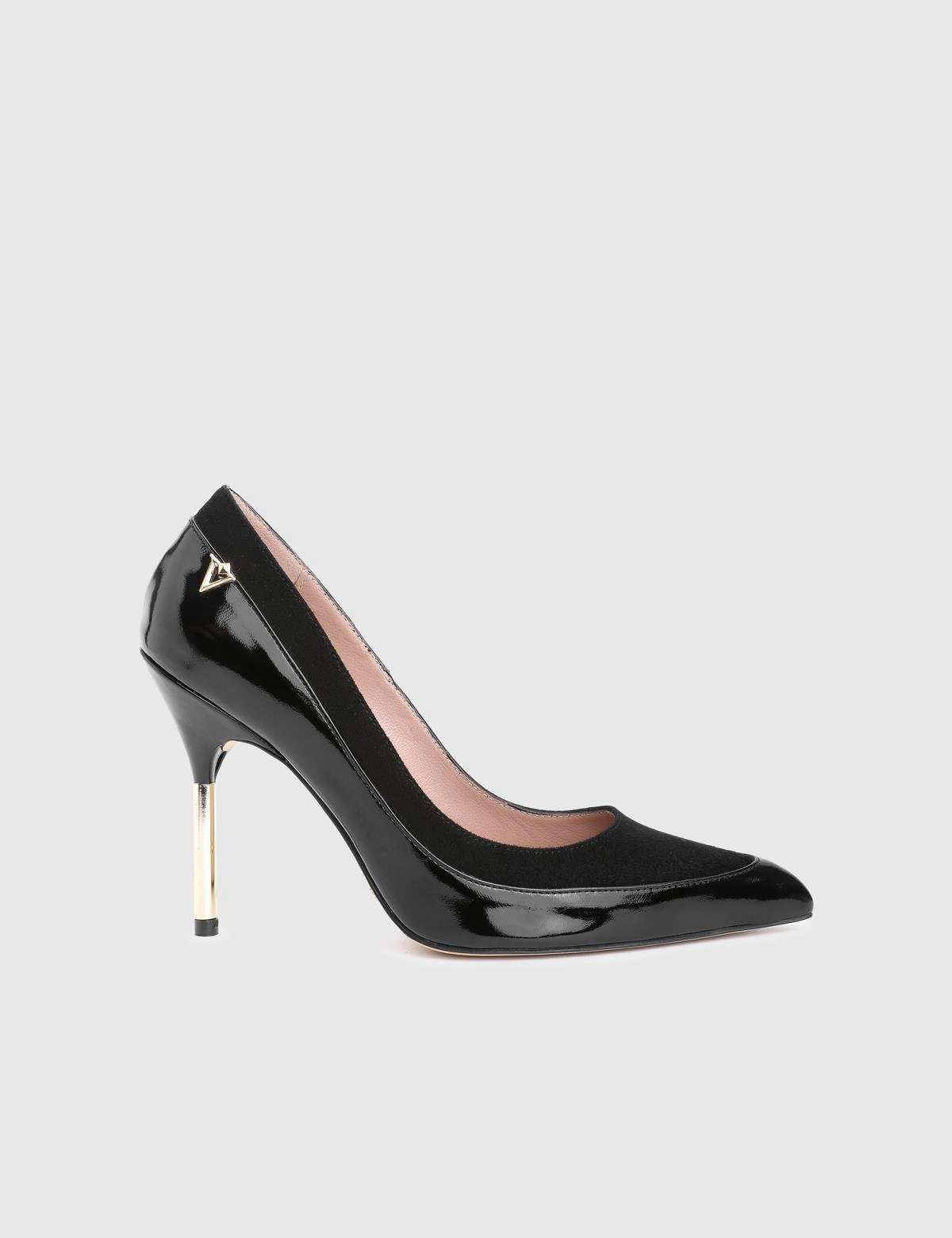 Alles Black Patent Leather Suede Women's Pump