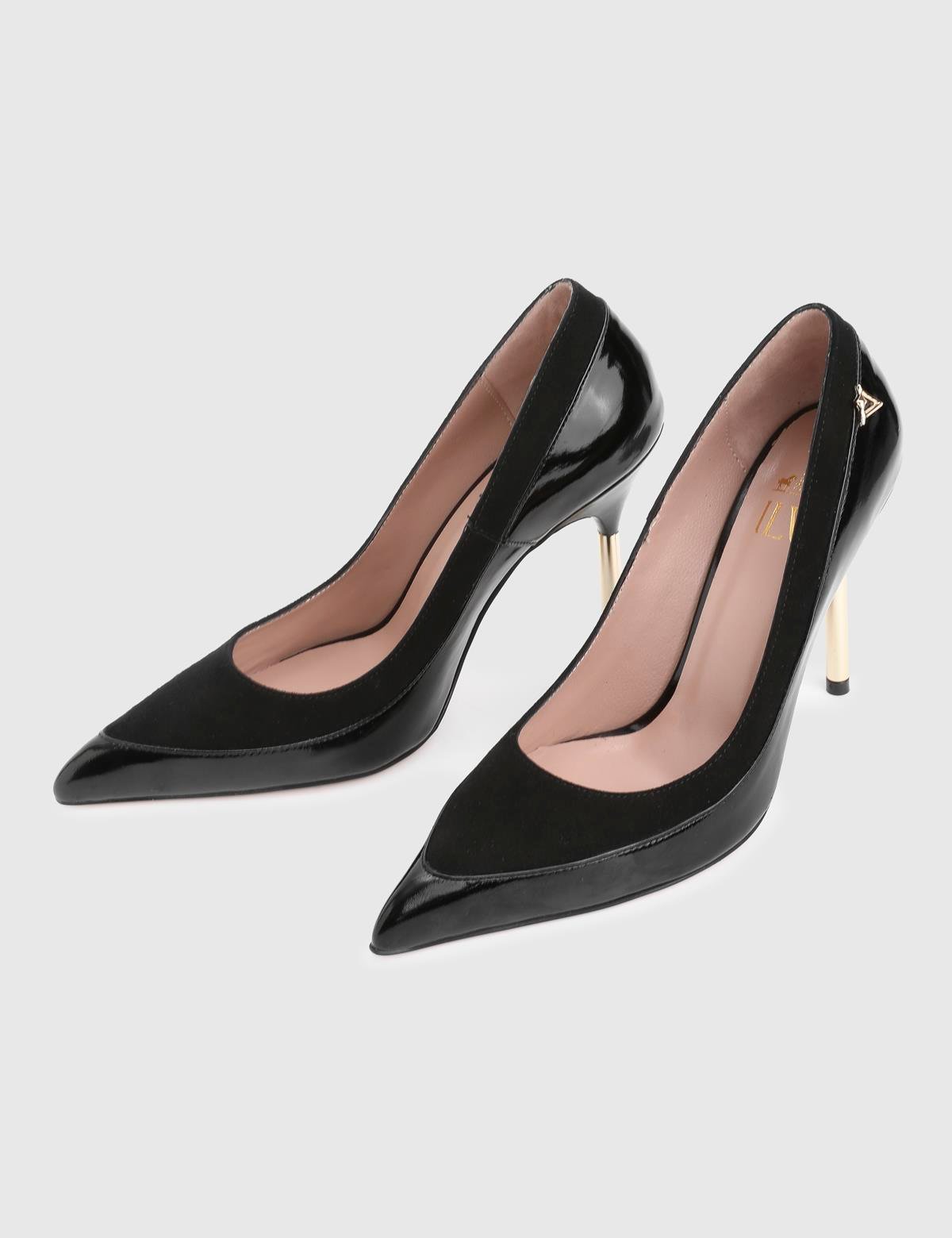 Alles Black Patent Leather Suede Women's Pump