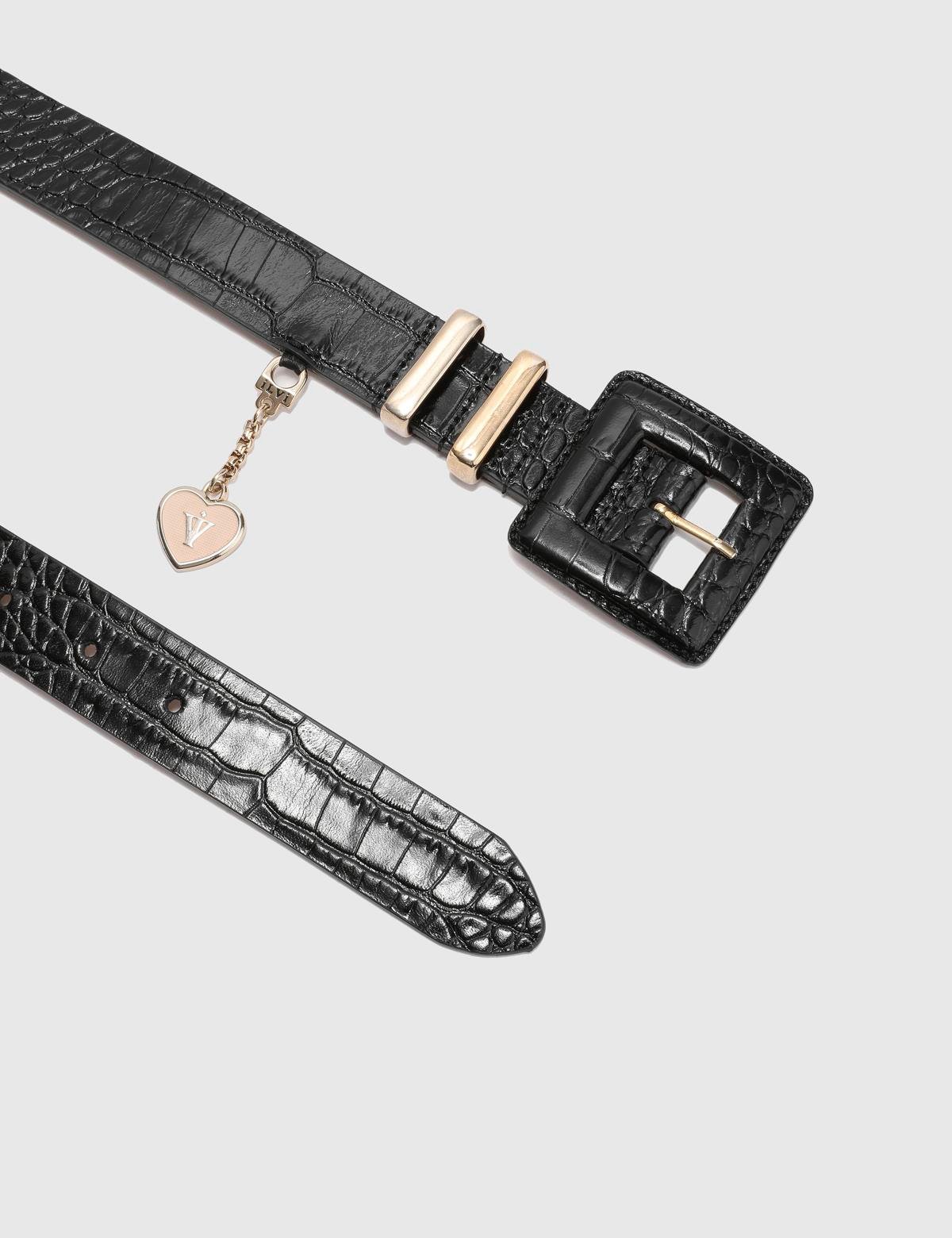 Alves Black Crocodile Leather Women's Belt
