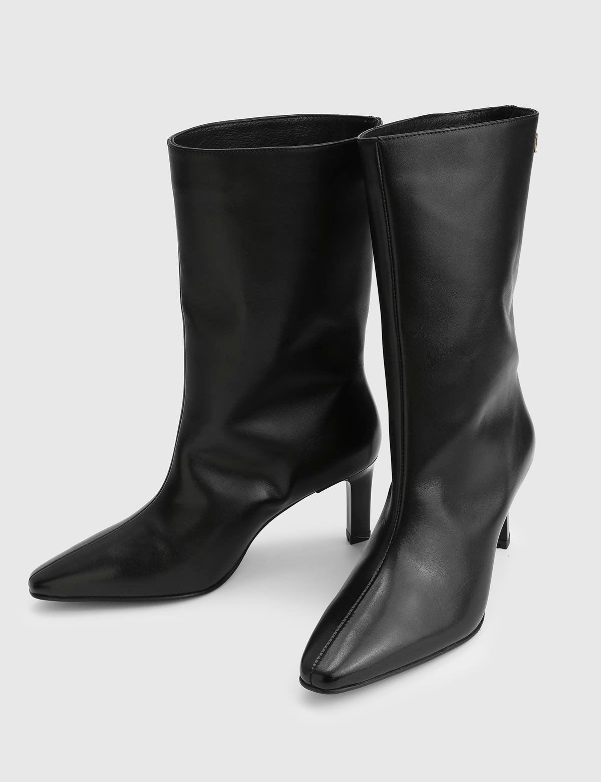 Alvina Black Leather Women's Heeled Boot