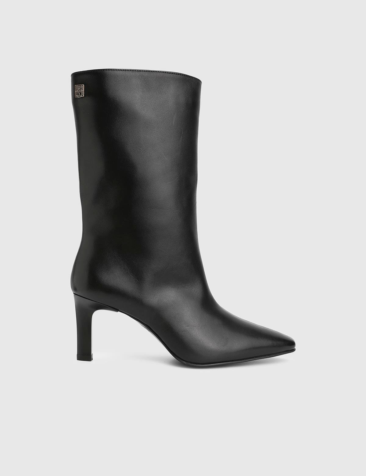 Alvina Black Leather Women's Heeled Boot