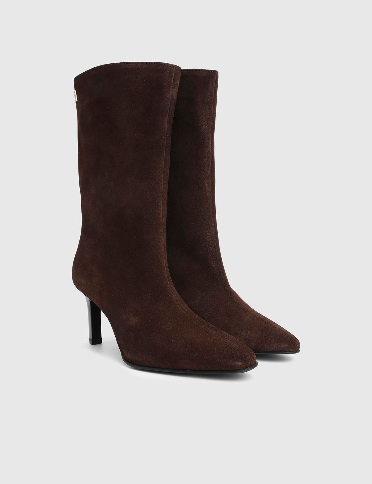 Alvina Brown Suede Leather Women's Heeled Boot