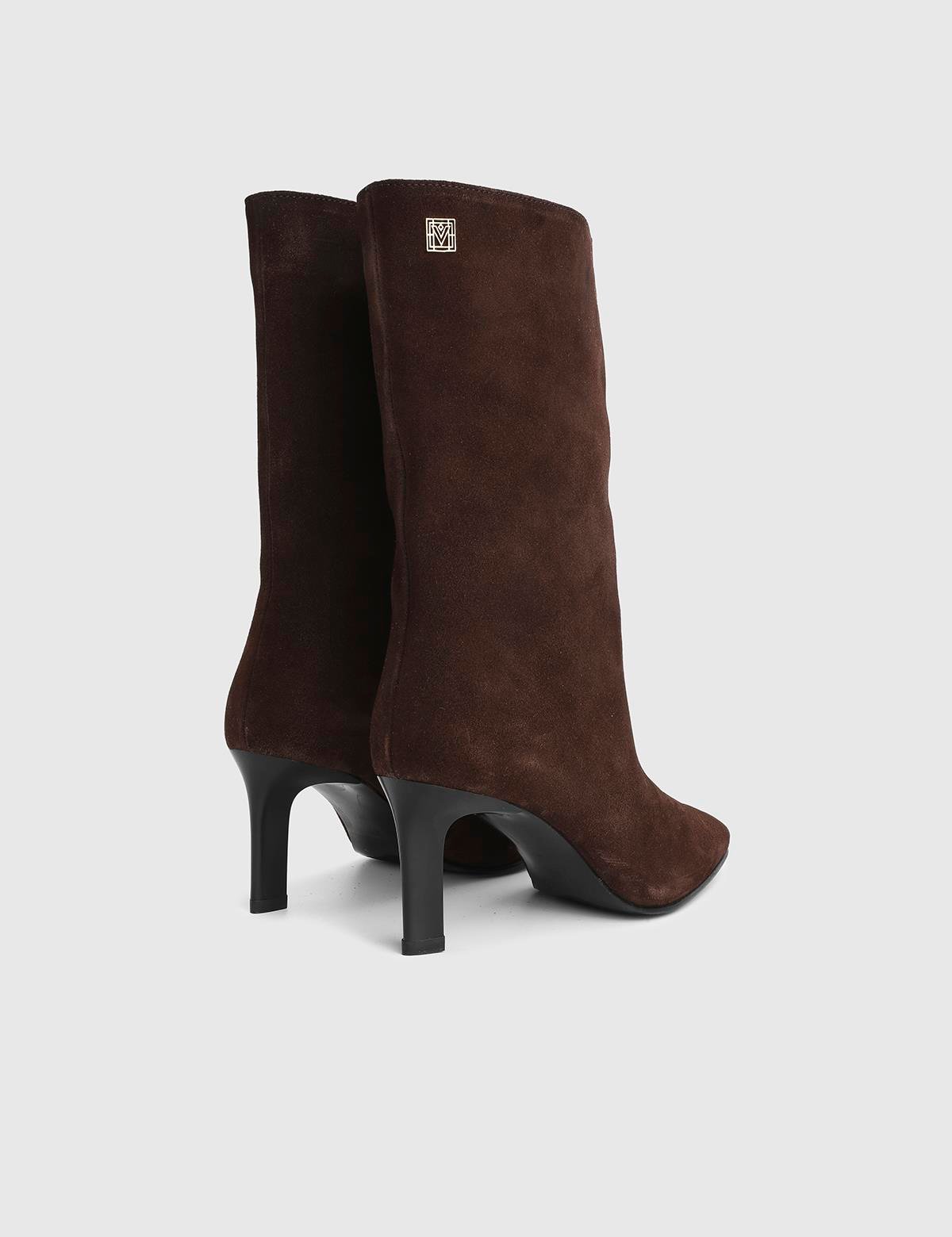 Alvina Brown Suede Leather Women's Heeled Boot