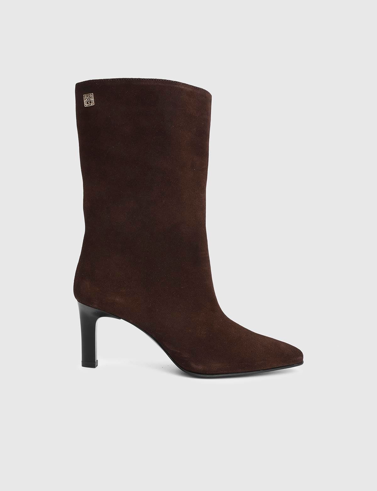 Alvina Brown Suede Leather Women's Heeled Boot