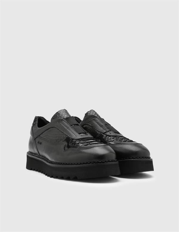Alwyn Black Snake Leather Men's Loafer