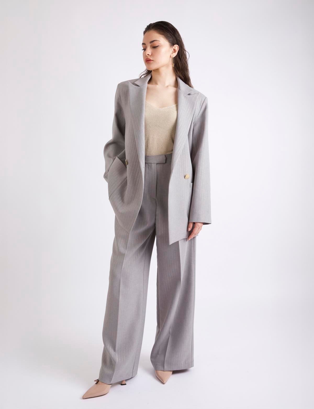 Alyones Grey Women's Palazzo Trousers