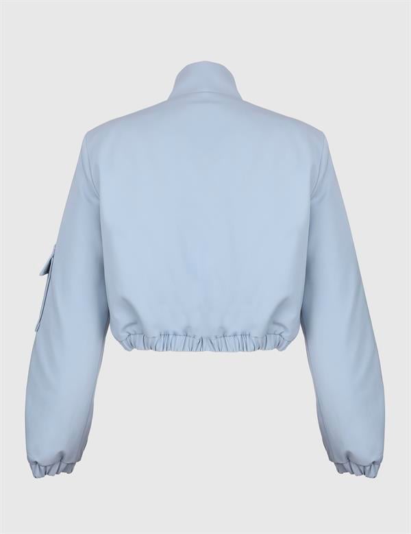 Ambra Blue Women's Crop Bomber Jacket