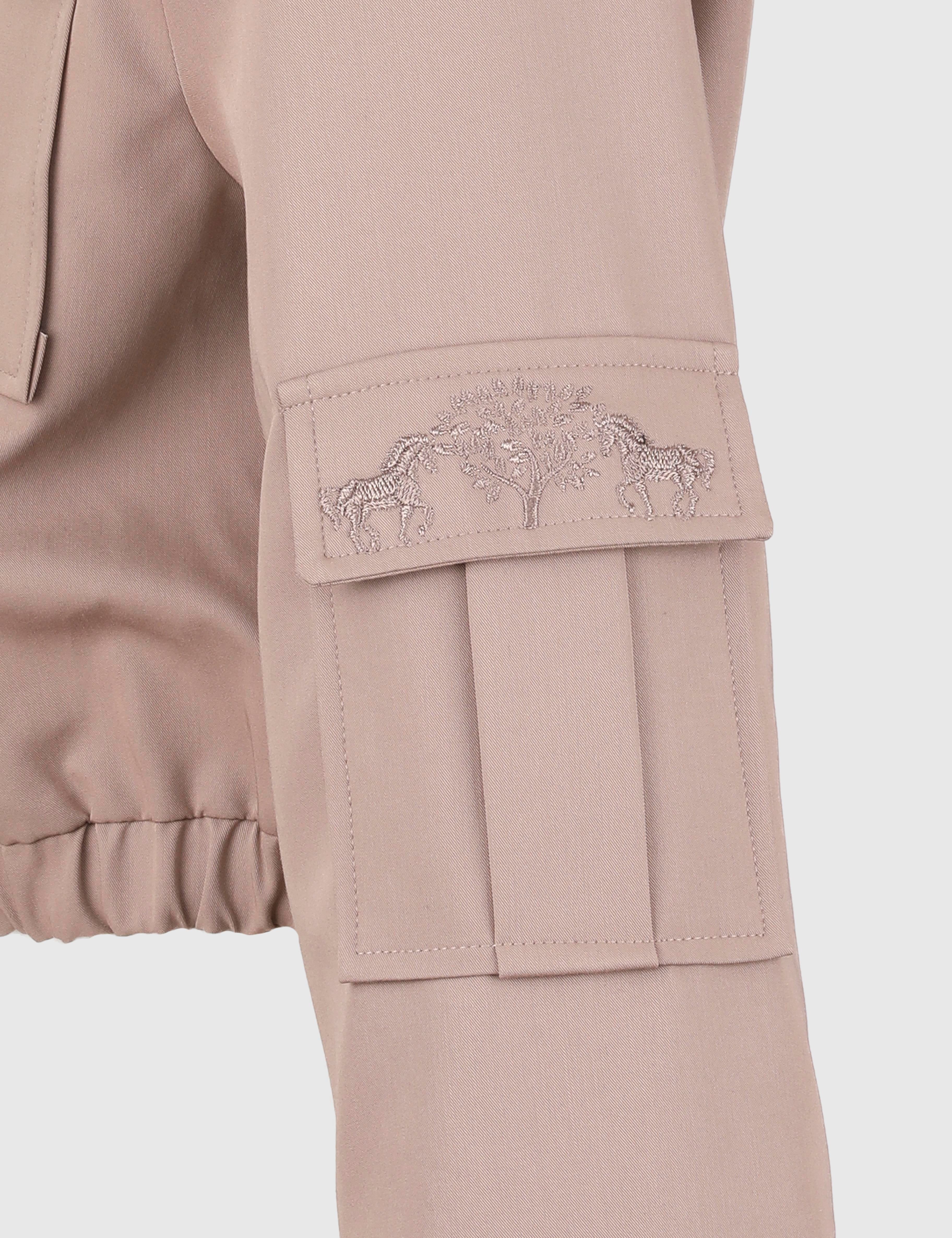 Ambra Mink Women's Crop Bomber Jacket