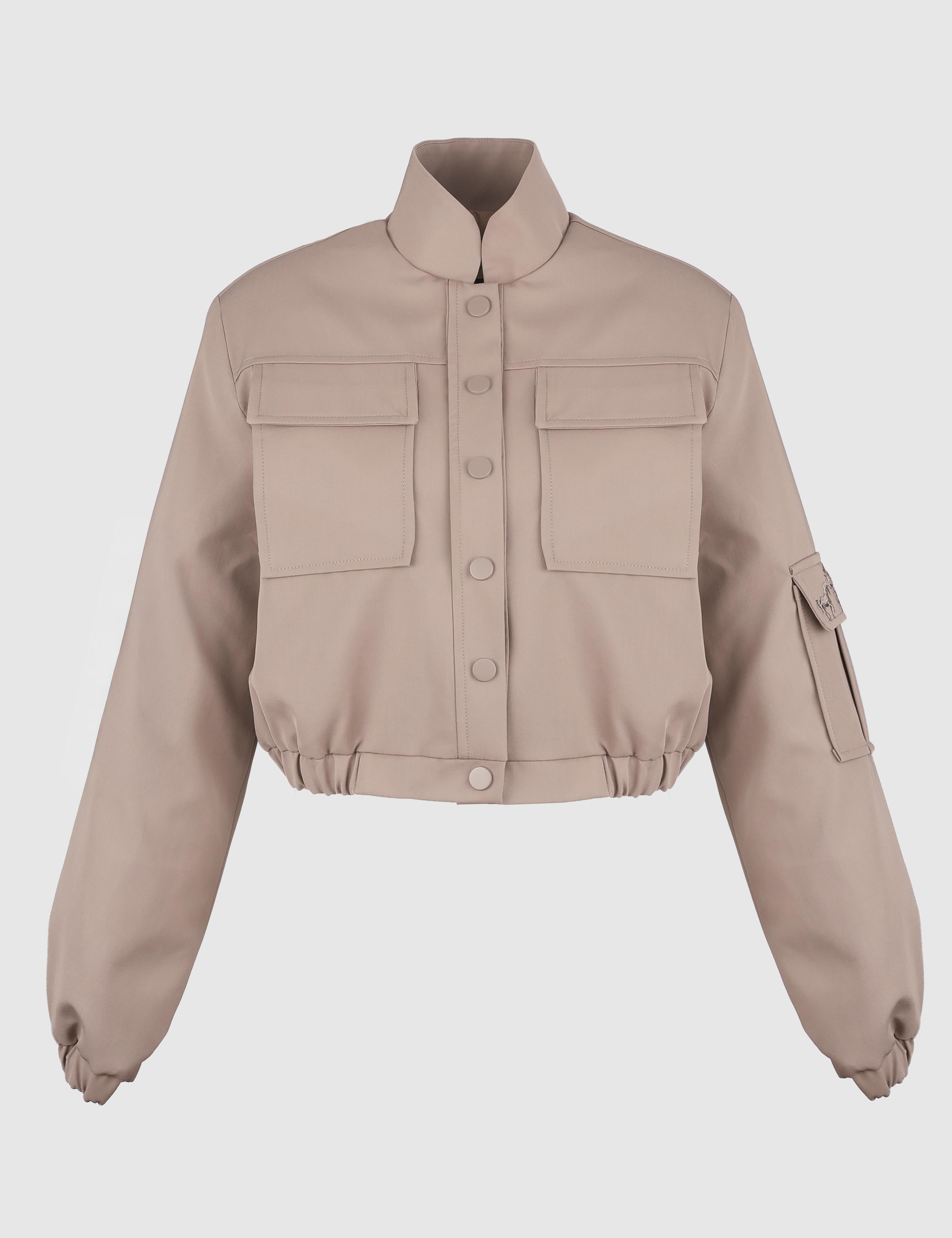 Ambra Mink Women's Crop Bomber Jacket