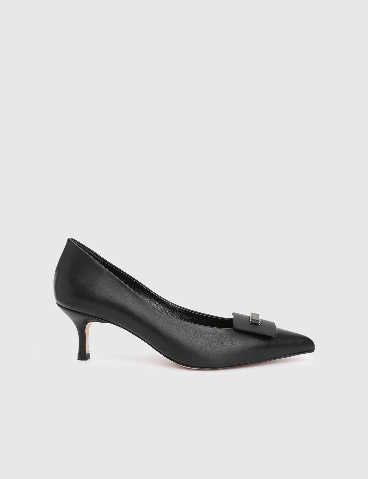 Amonde Black Leather Women's Pump - İLVİ