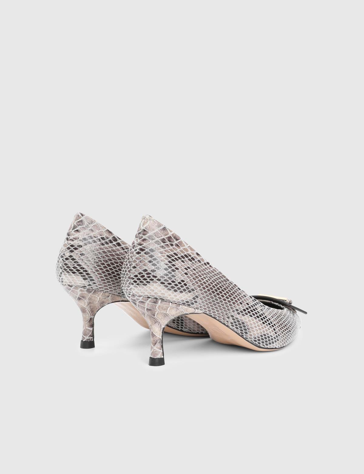 Amonde Grey Leather Snake Women's Pump