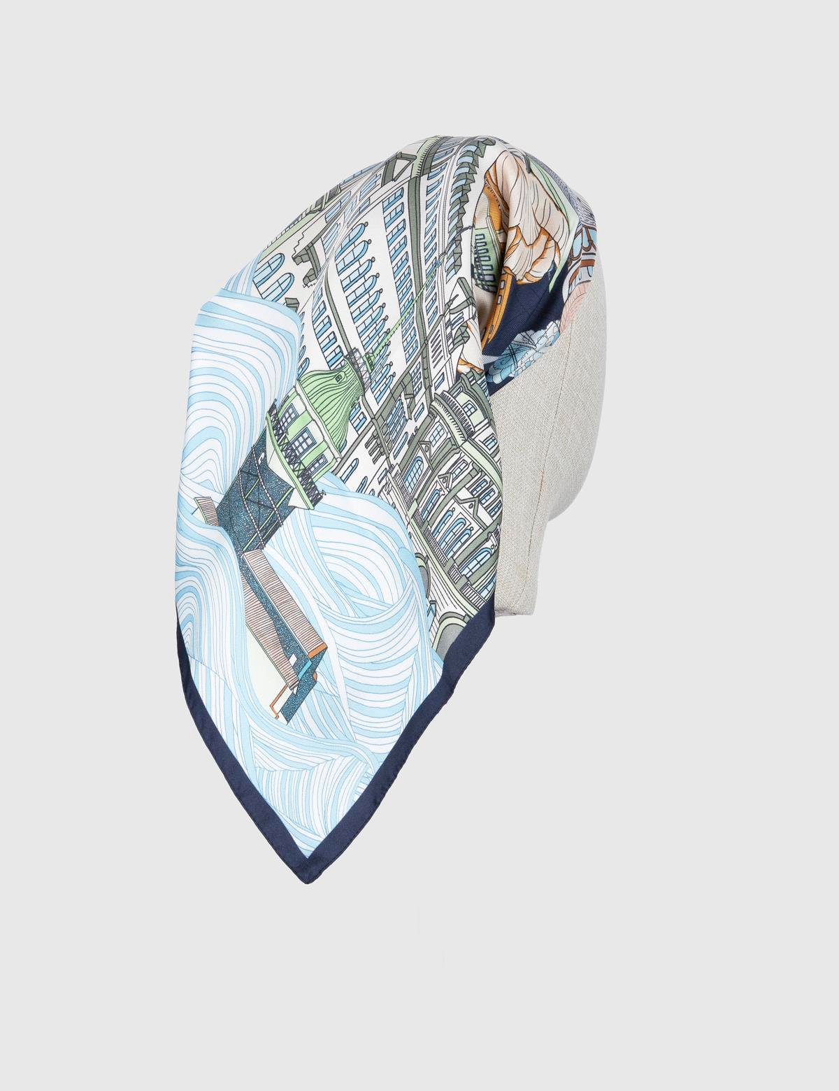 Asmara Navy Blue-Blue Silk Twill Women's Shawl