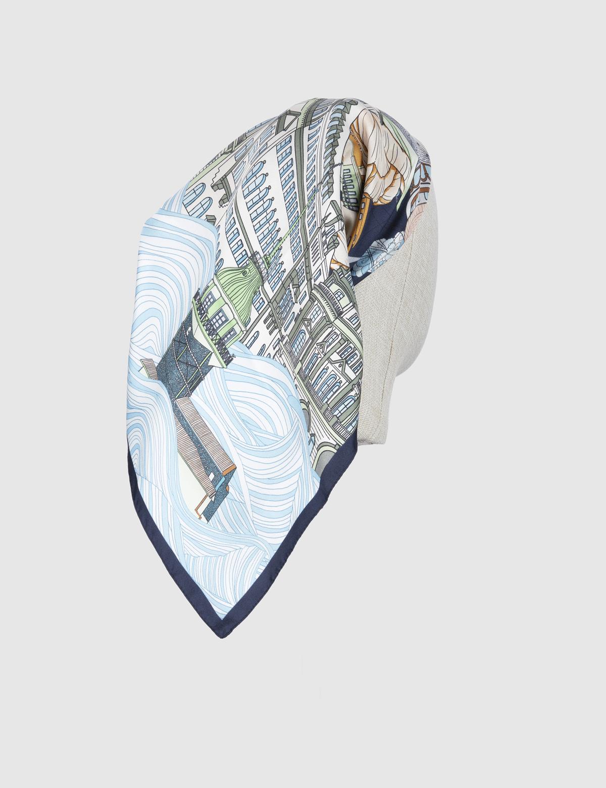 Asmara Navy Blue-Blue Silk Twill Women's Shawl