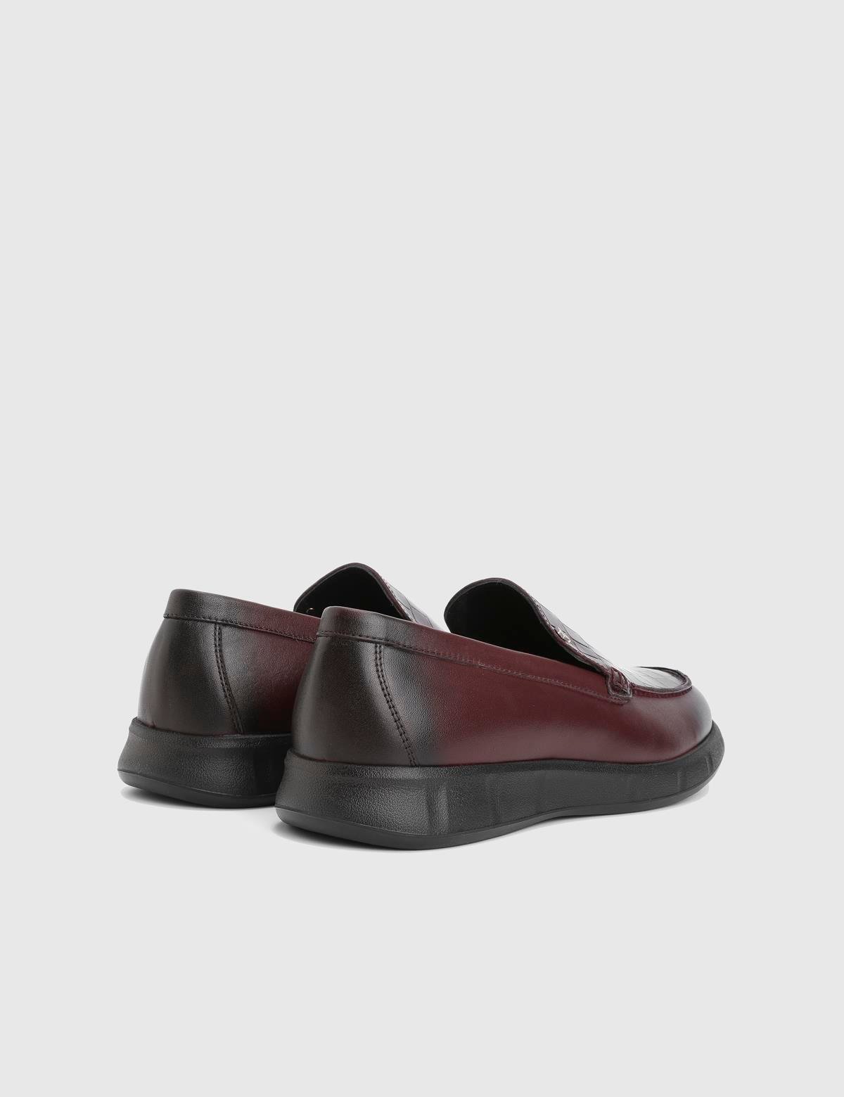 Angelo Burgundy Leather Crocodile Men's Loafer