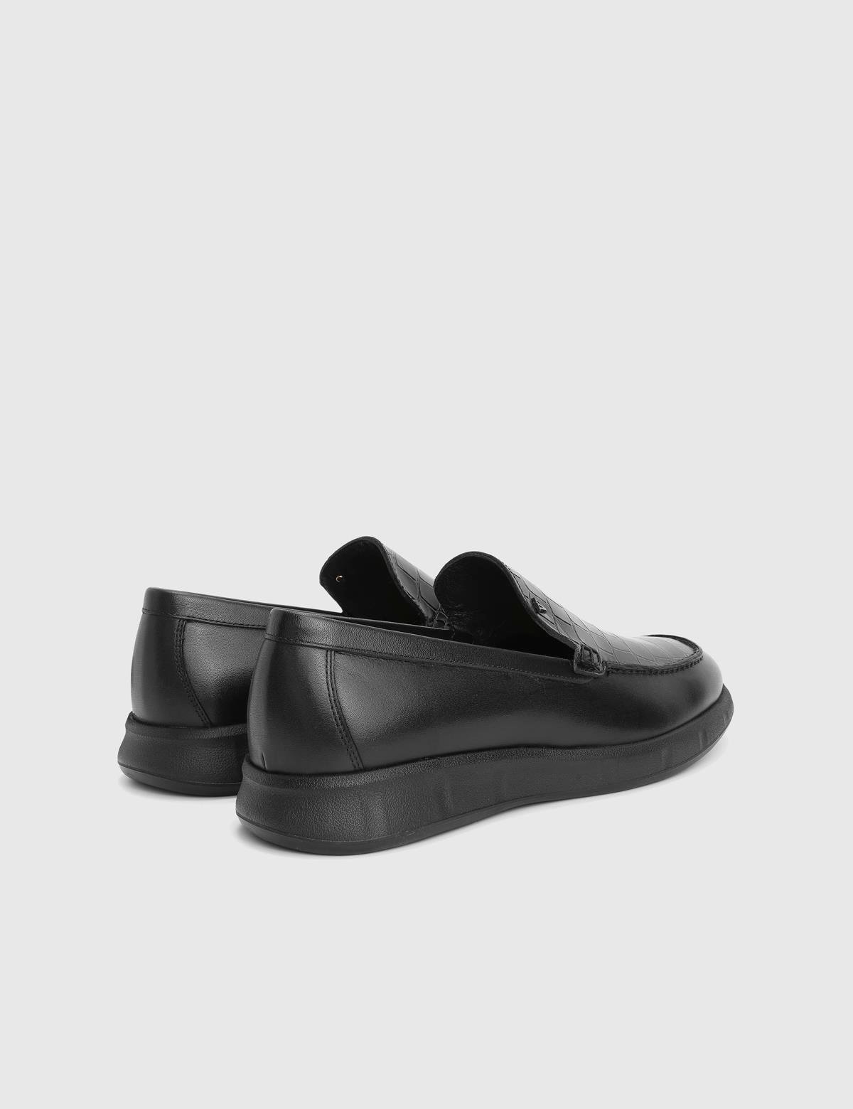 Angelo Black Leather Crocodile Men's Loafer