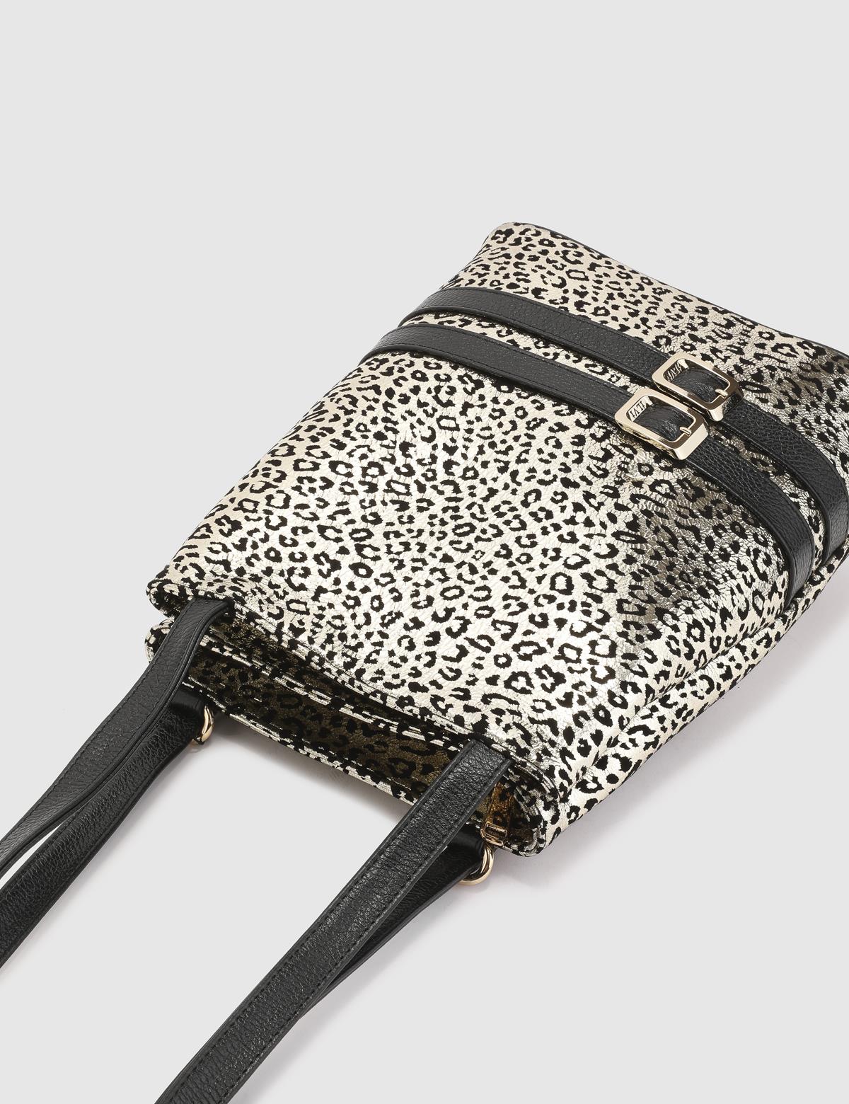 Anke Gold Printed Leather Women's Backpack