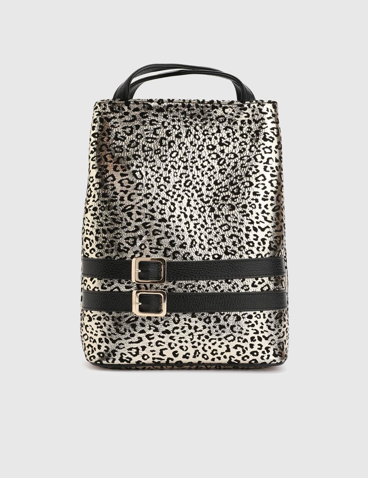 Anke Gold Printed Leather Women's Backpack