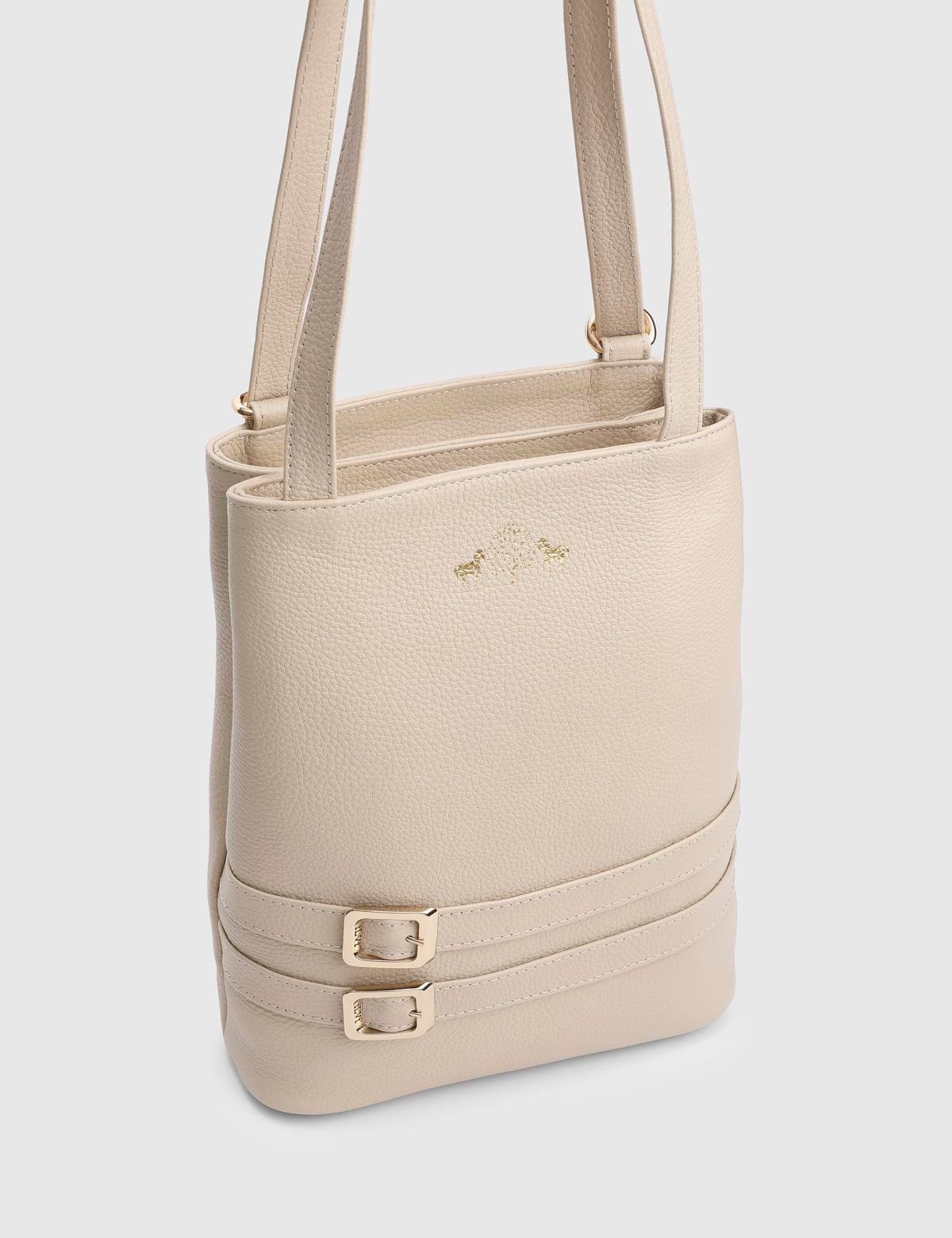 Anke Beige Floater Leather Women's Backpack