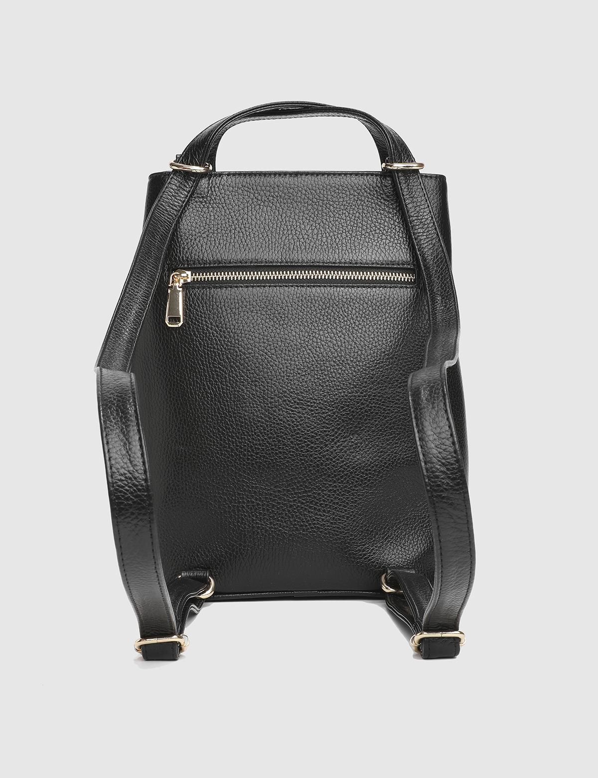 Anke Black Floater Leather Women's Backpack