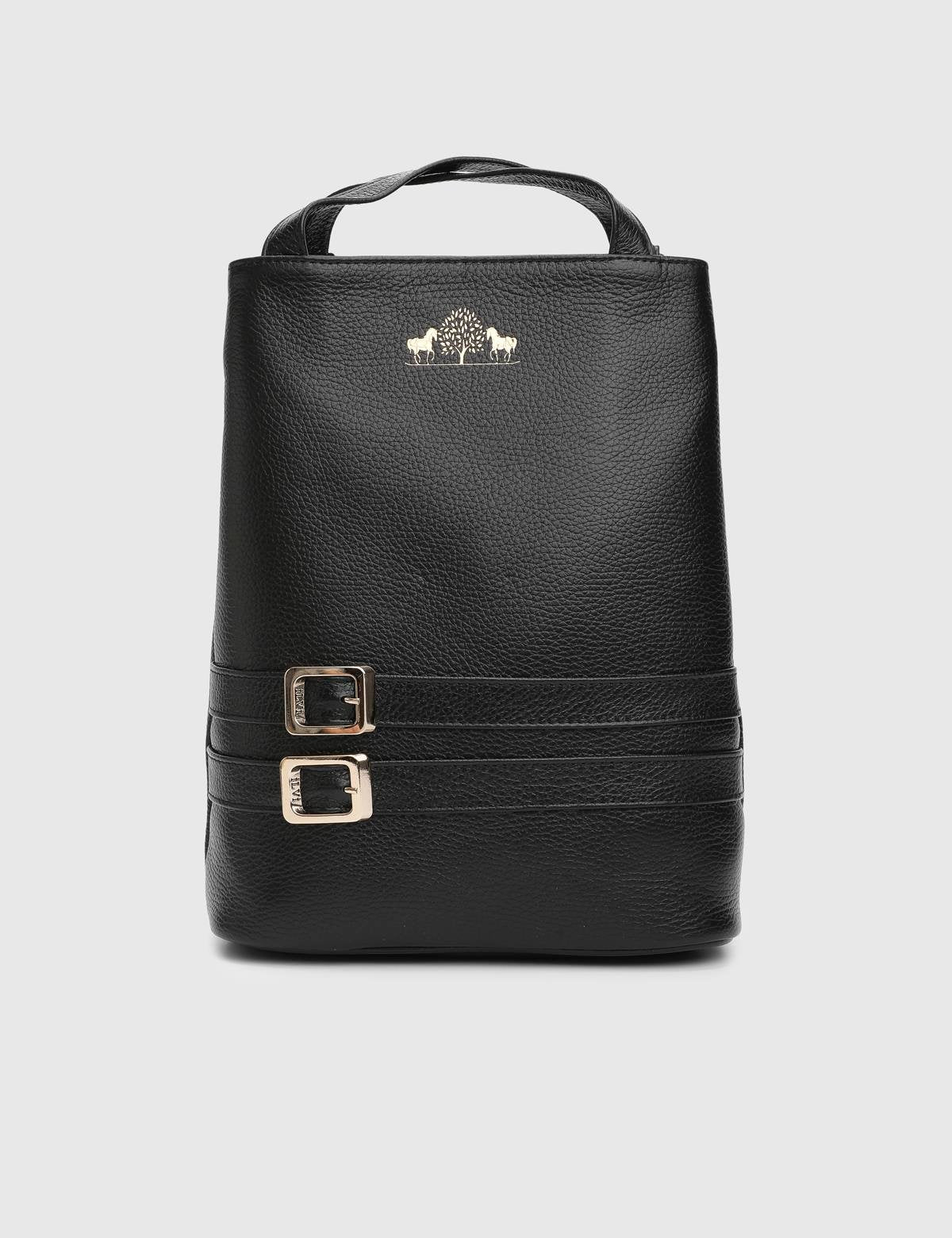 Anke Black Floater Leather Women's Backpack