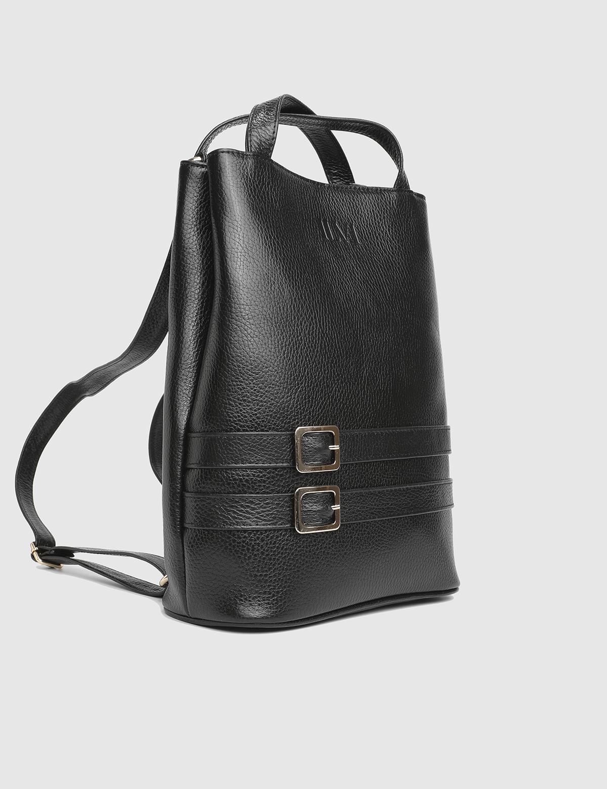 Anke Black Floater Leather Women's Backpack