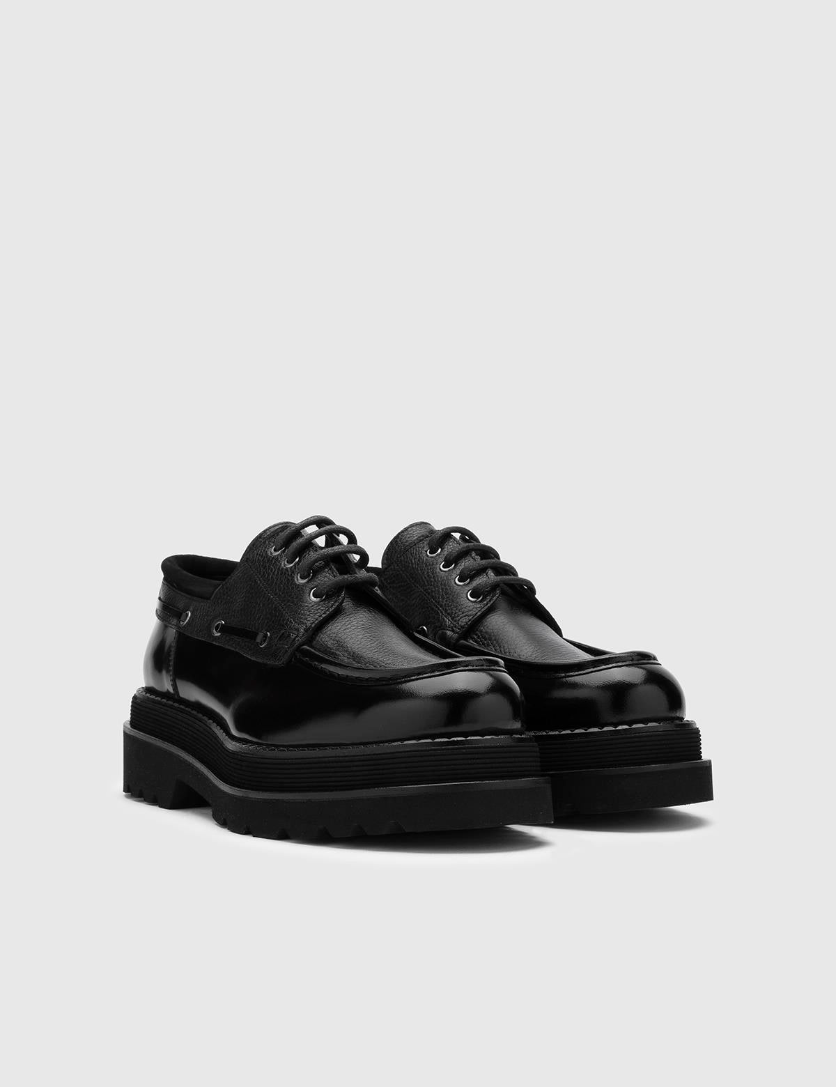 Anti Black Florentic Leather-Deer Leather Men's Oxford