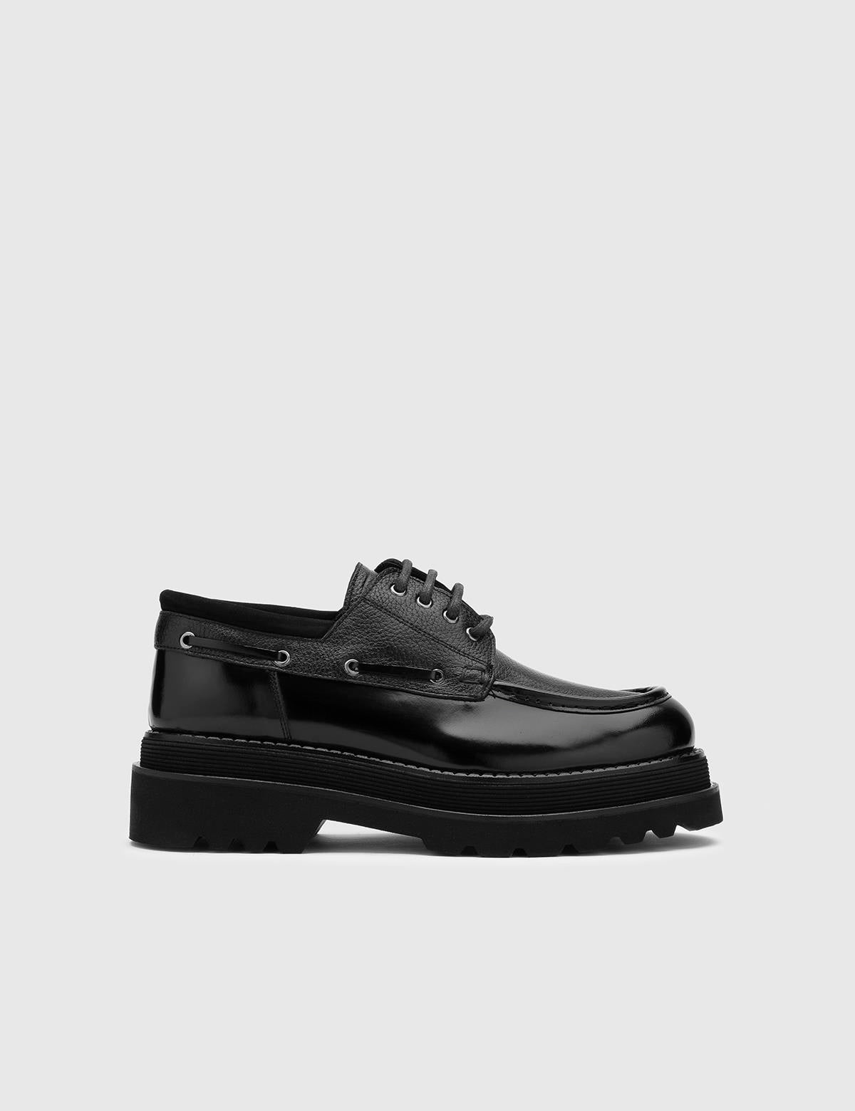 Anti Black Florentic Leather-Deer Leather Men's Oxford