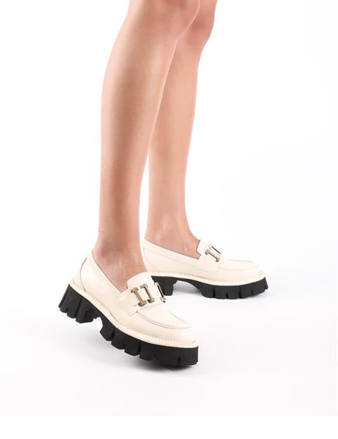 Anto Beige Leather Women's Loafer