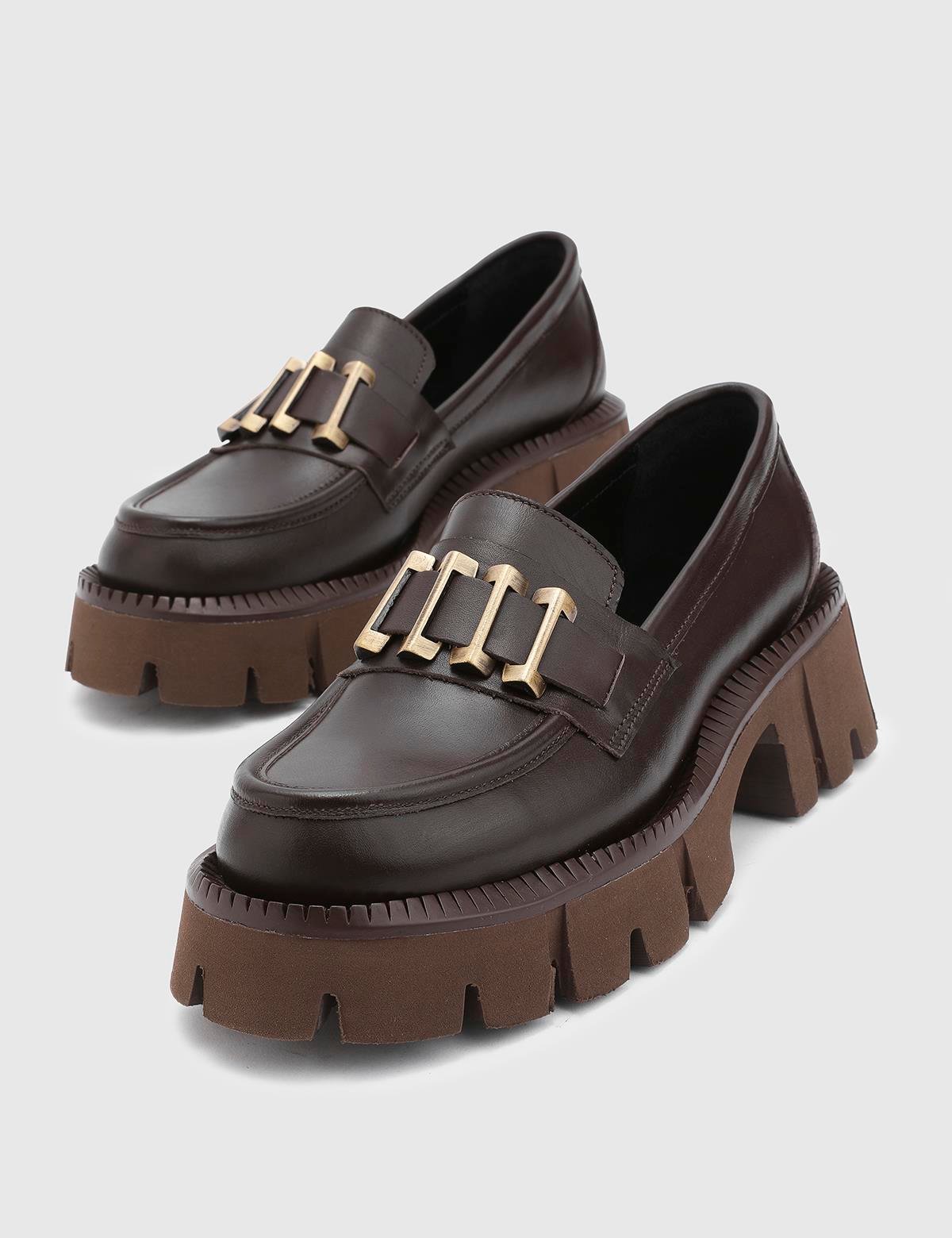 Anto Brown Leather Women's Loafer