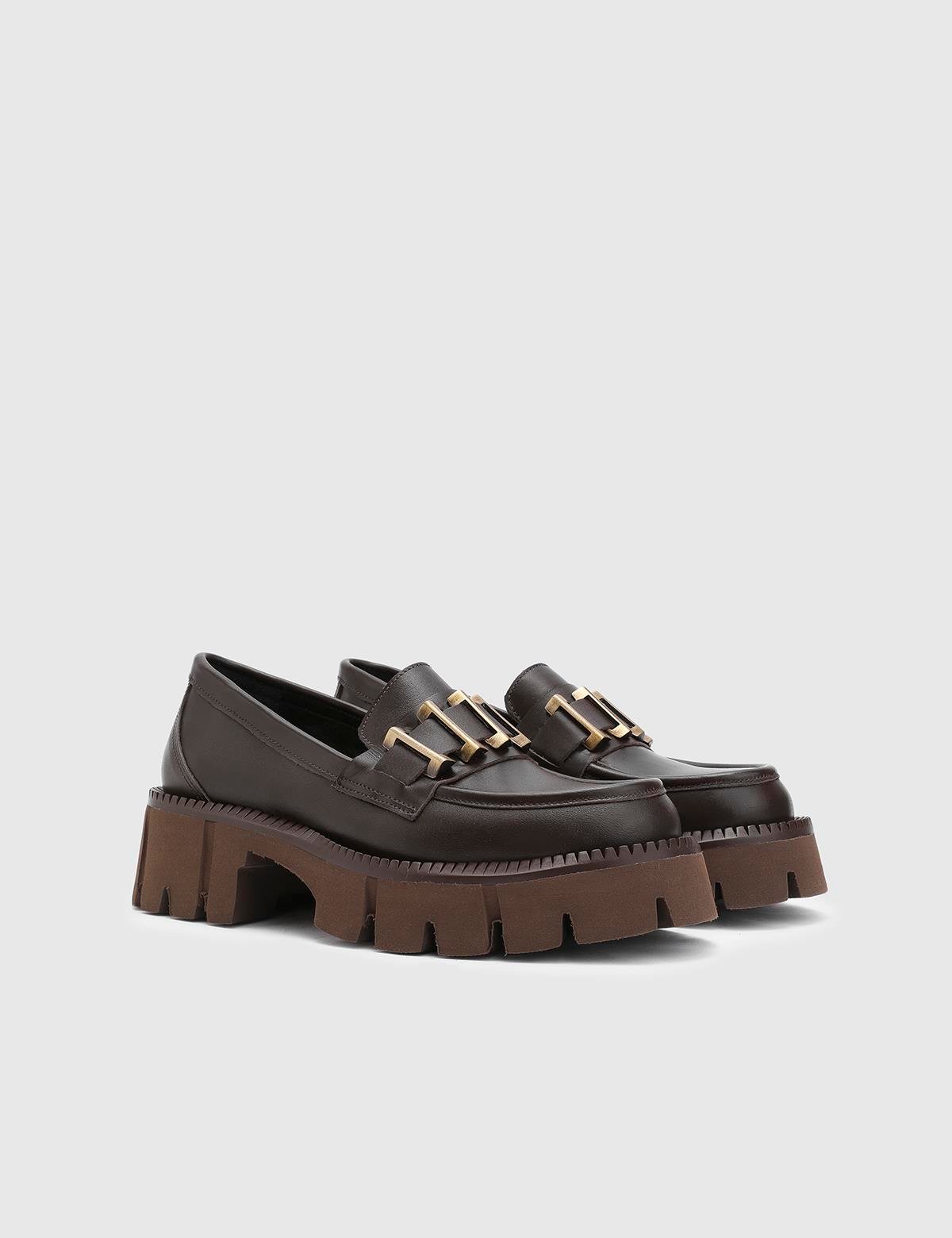 Anto Brown Leather Women's Loafer