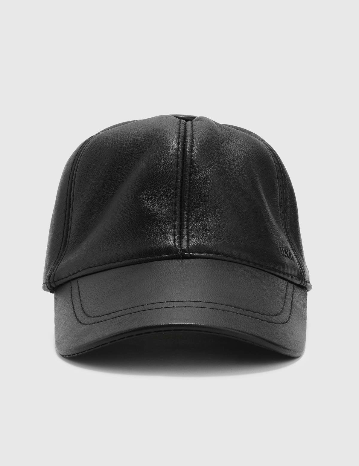 Aretha Black Leather Unisex Hat