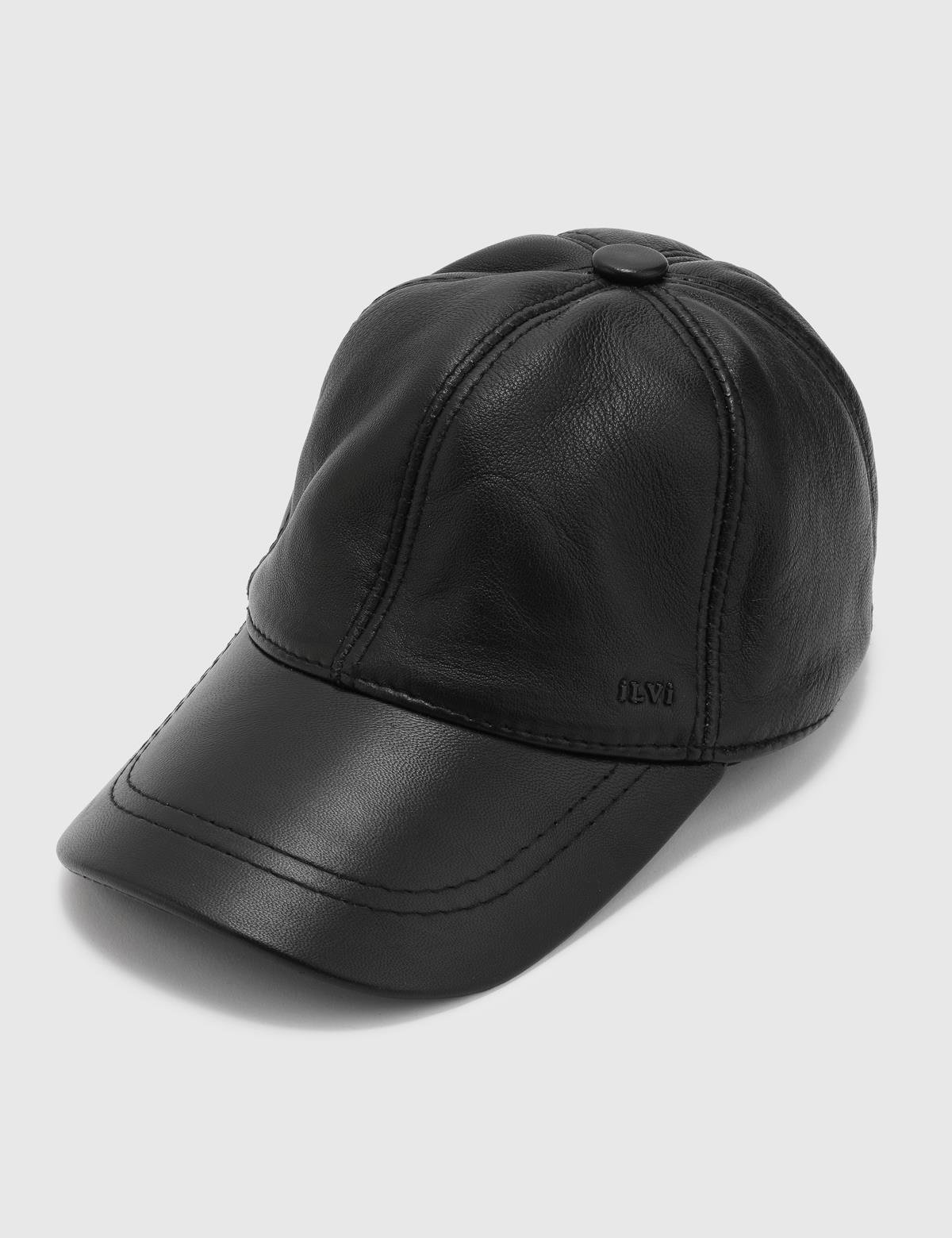 Aretha Black Leather Unisex Hat