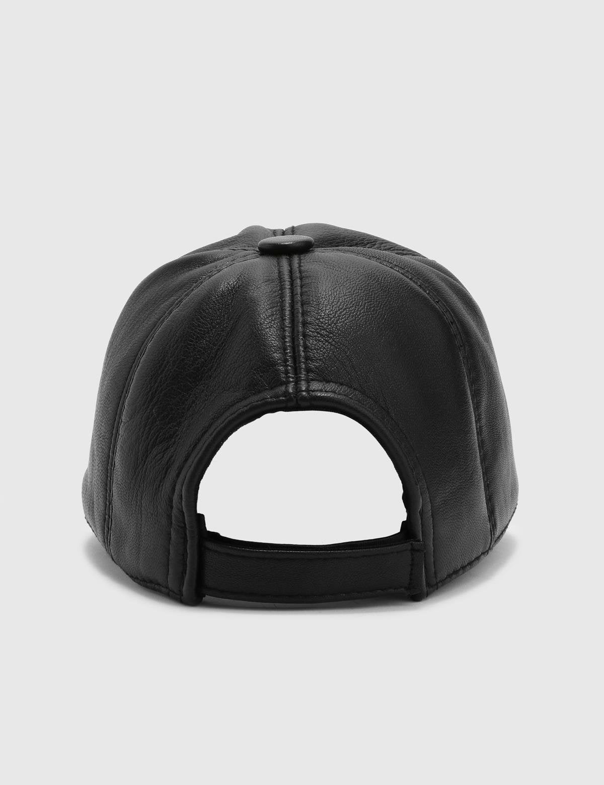 Aretha Black Leather Unisex Hat