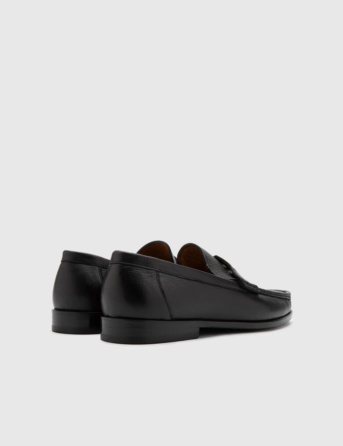 Arrec Black Floater Leather Men's Loafer