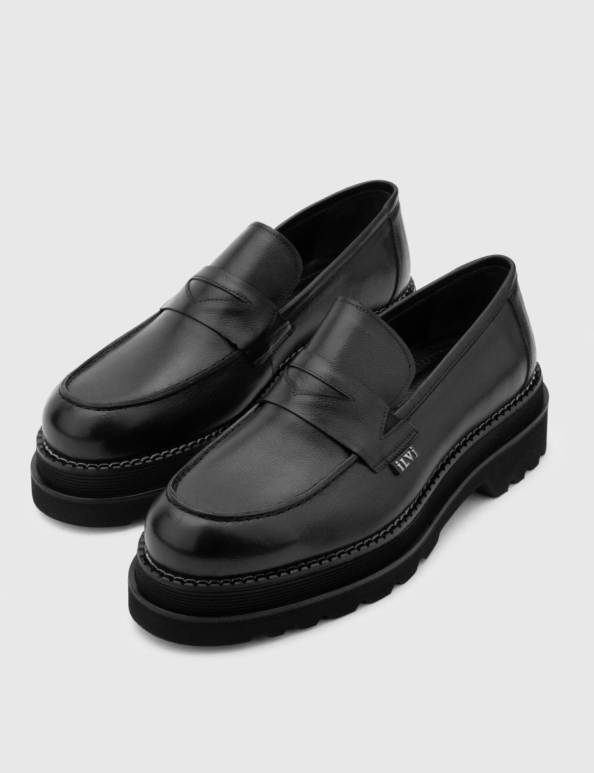 Arve Black Leather Men's Loafer