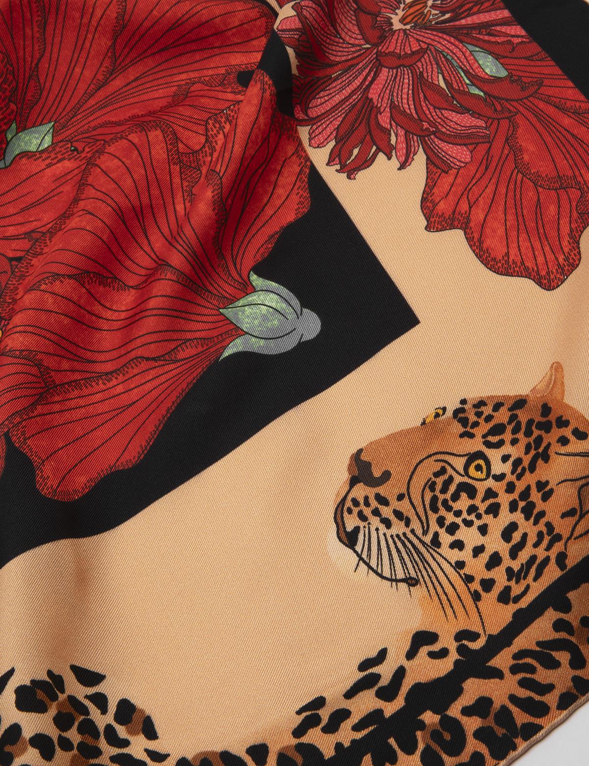 Ros Red-Black Silk Twill Women's Scarf