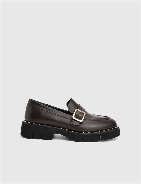 Avilia Brown Leather Women's Loafer