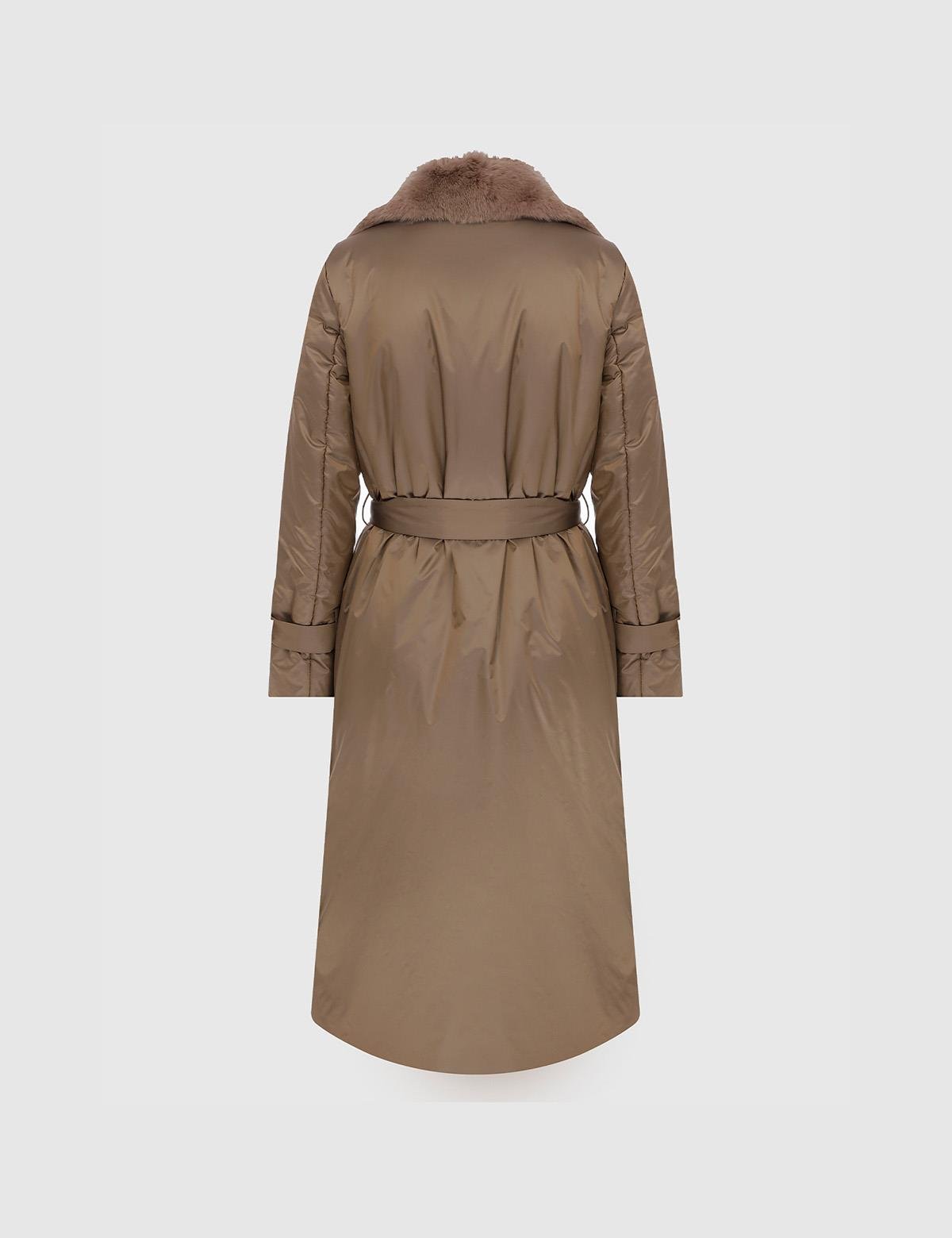 Ayala Brown Women's Coat with Brown Fur