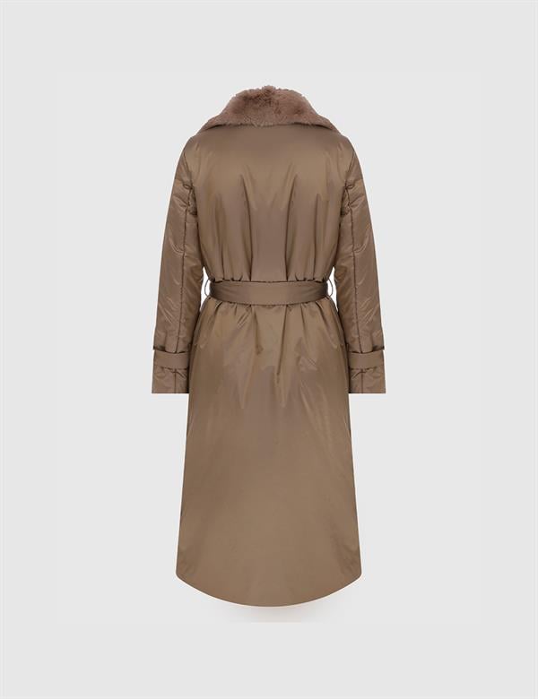 Ayala Brown Women's Coat with Brown Fur