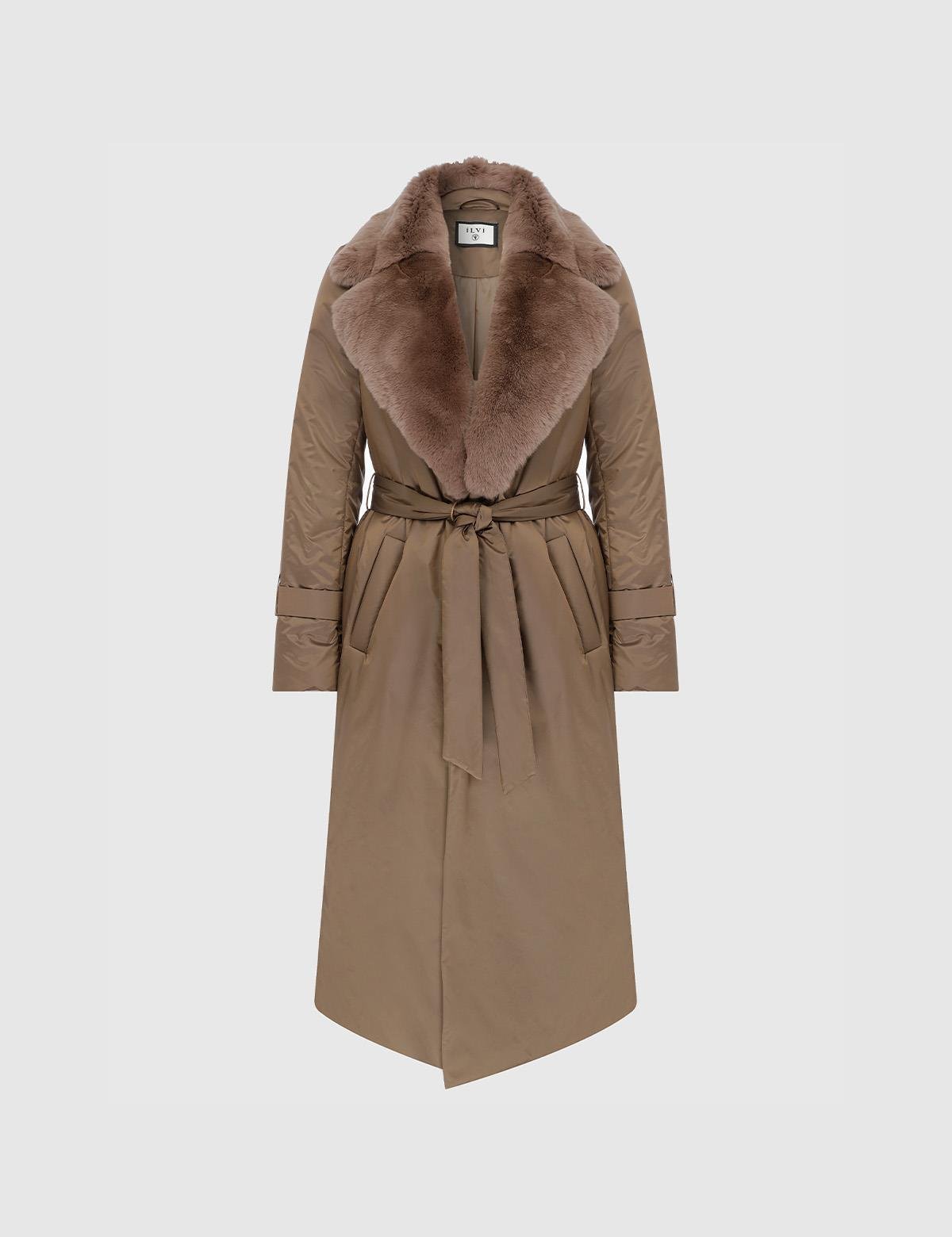 Ayala Brown Women's Coat with Brown Fur