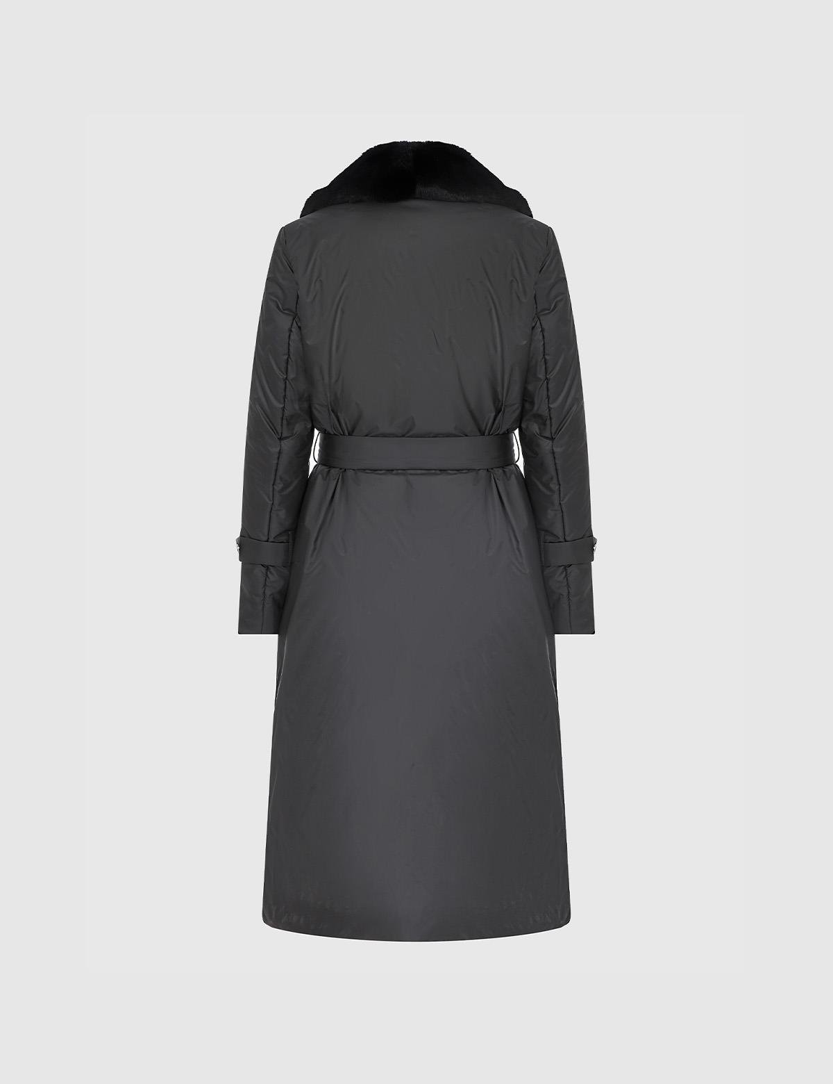 Ayala Black Women's Coat with Black Fur