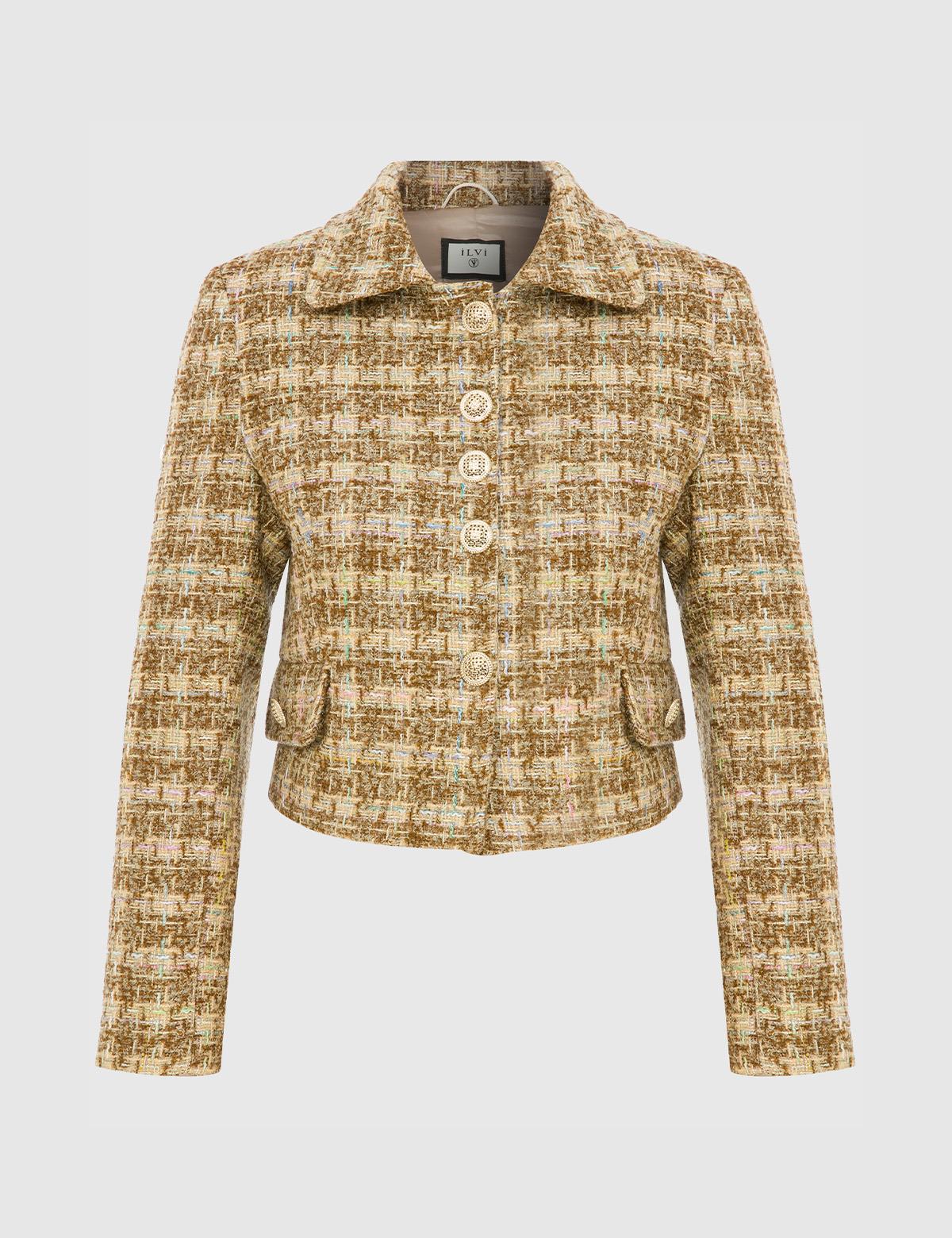 Bauer Brown-Cream-Multicolor Women's Tweed Jacket